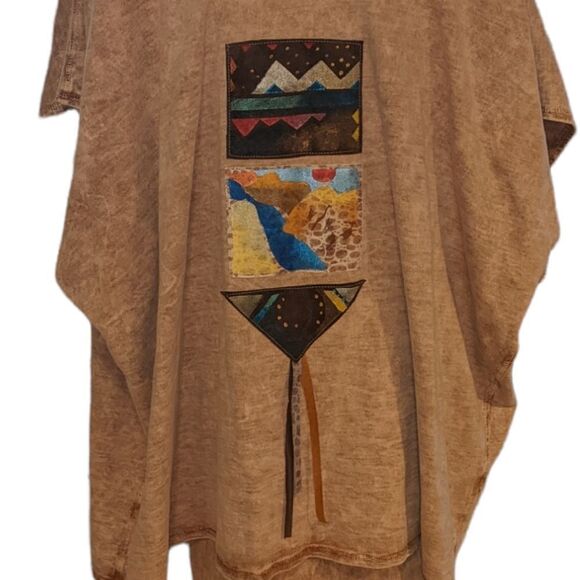 Vintage Elisa boho Western hand painted Long Cotton dress Natural - Picture 4 of 15